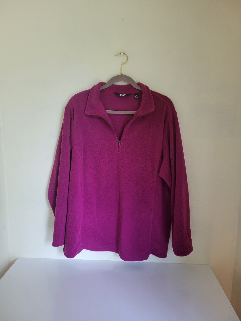 Lands' End Womens Zip-Up Fleece in Rich Burgundy